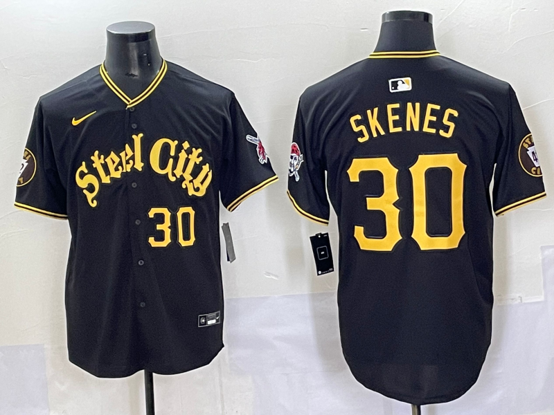 Men 2025 Pittsburgh Pirates #30 Skenes Black Game Nike MLB Jersey style 01->pittsburgh pirates->MLB Jersey